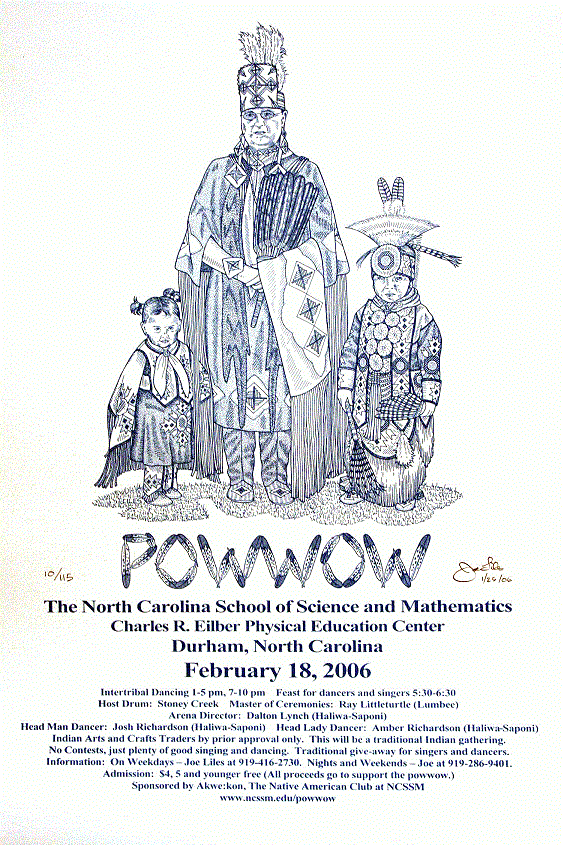 NCSSM Powwow<BR>2006<BR>20in x 26in<BR>Turquoise on Off-White Paper<BR>Number Produced: 115<BR>$30