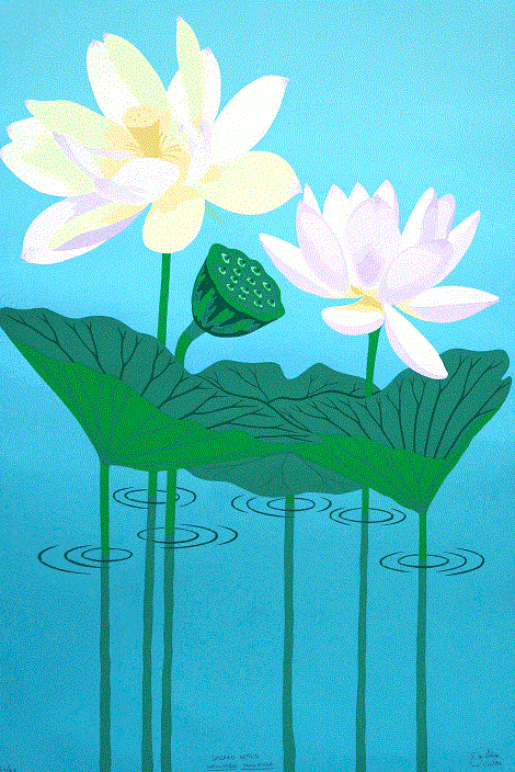 Sacred Lotus<BR>1985<BR>23in x 35in<BR>Off-White Paper<BR>Colors: 11<BR>Number Produced: 93<BR>$125